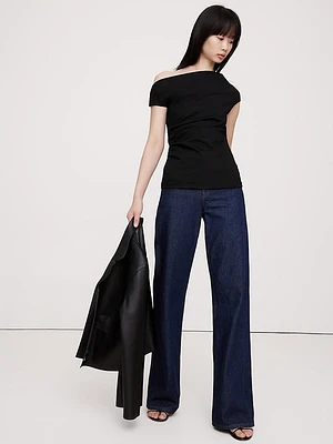 Everywhere Ponte One-Shoulder Top