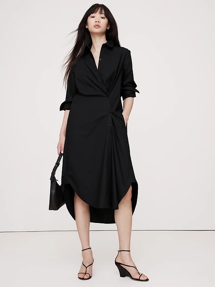 Cotton Poplin Asymmetrical Shirt Dress