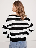 Relaxed Cotton Boat-Neck Sweater