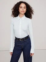 Crepe Knit Button-Down Shirt