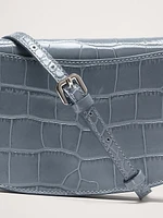 Snake-Print Italian Leather Crossbody Bag