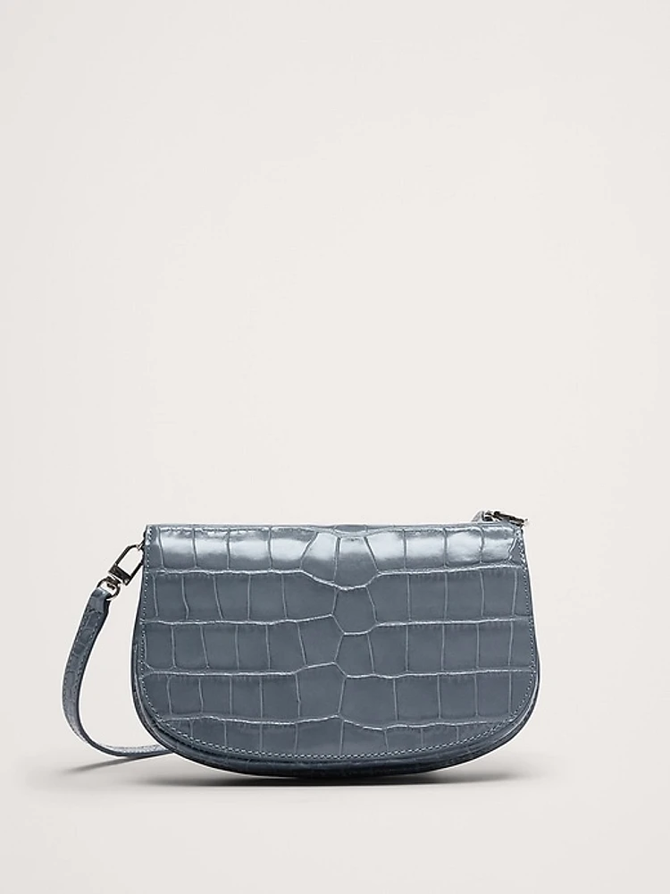 Snake-Print Italian Leather Crossbody Bag