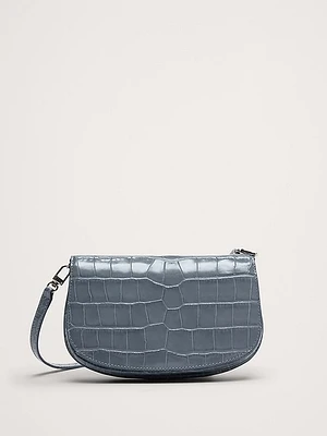 Snake-Print Italian Leather Crossbody Bag