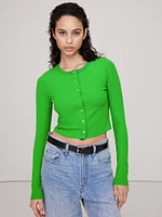 Ribbed Cardigan Cropped Top