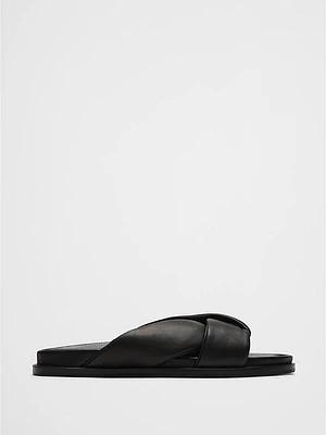 Leather Knot Slide Sandal