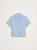 Chambray Cropped Popover Shirt