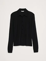 Crepe Knit Button-Down Shirt