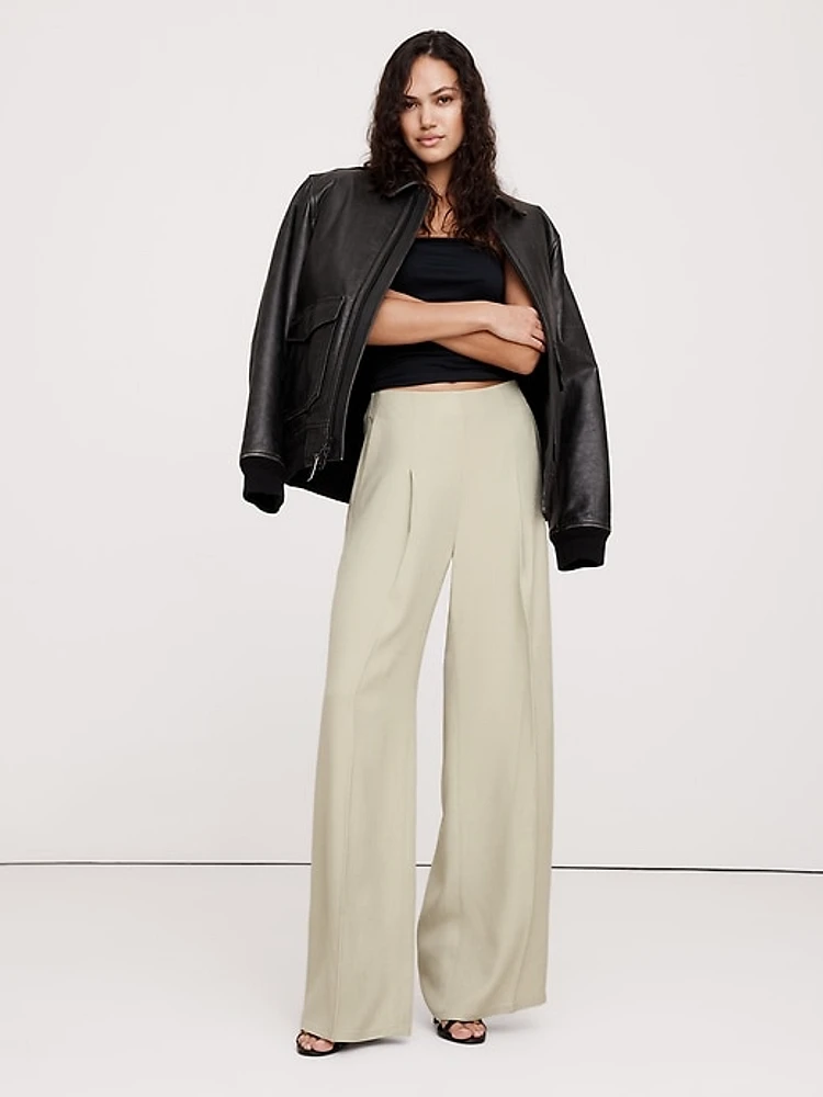 Ultra High-Rise Wide-Leg Drapey Twill Pant