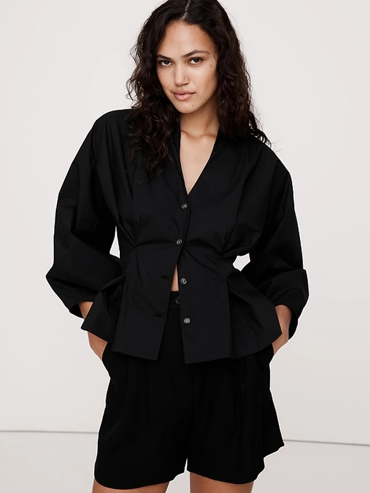 Poplin Cinched-Waist Shirt