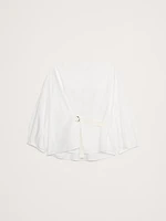 Reversible Poplin Cowl-Neck Tie-Waist Top