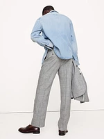 Straight Plaid Linen Suit Pant