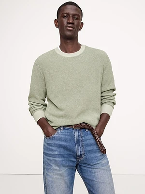 Linen-Cotton Waffle-Knit Sweater
