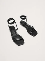 Italian Leather Strappy Kitten-Heel Sandal