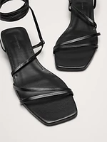 Italian Leather Strappy Kitten-Heel Sandal