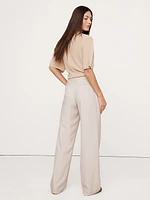 Mid-Rise Wide-Leg Drapey Twill Pant