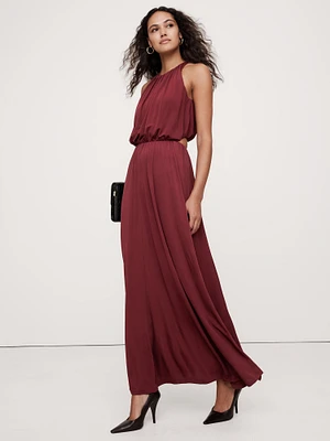 Crepe Knit Cut-Out Maxi Dress