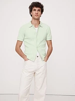 Ribbed Button-Down Knit Shirt