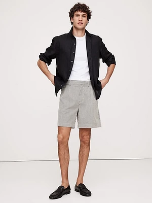 7" Textured Stripe Pleated Short
