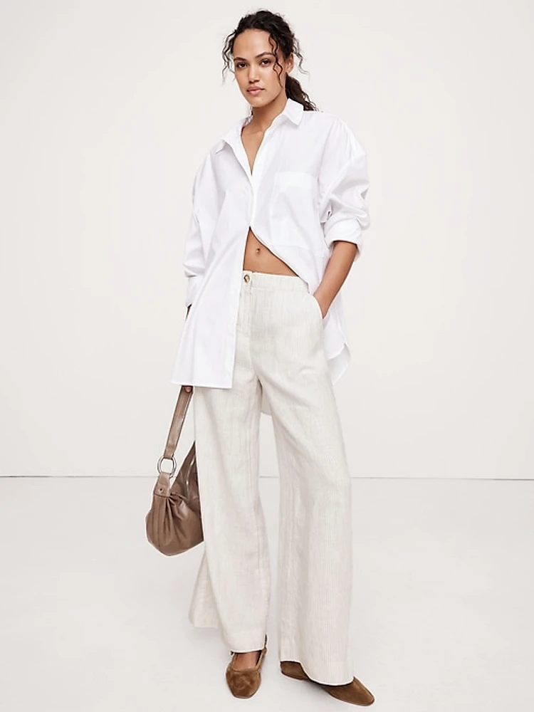 High-Rise Wide-Leg Linen Pull-On Pant