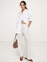 High-Rise Wide-Leg Linen Pull-On Pant
