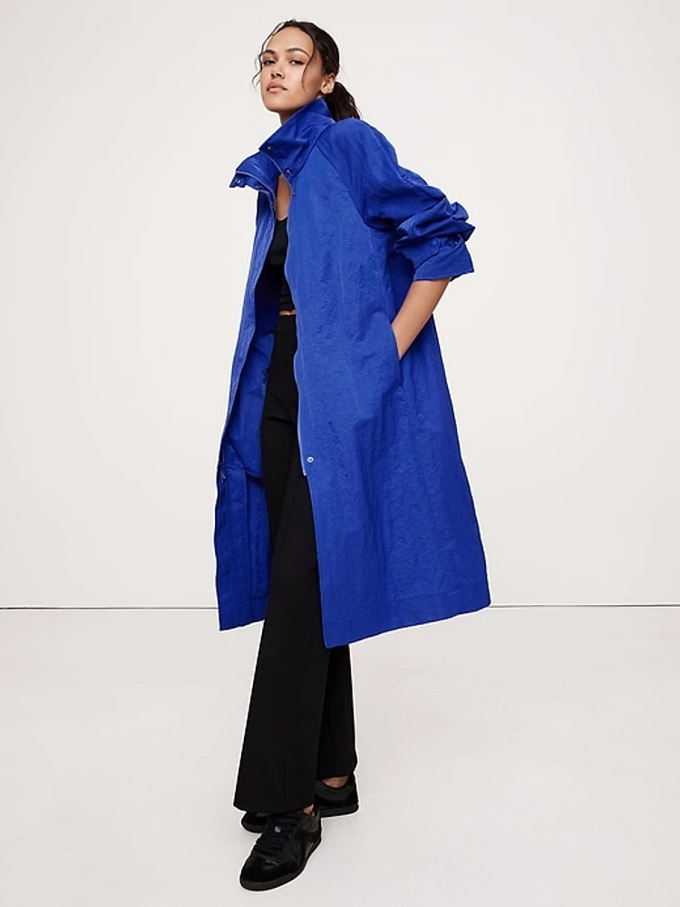 Water-Resistant Coat with Bucket Hat