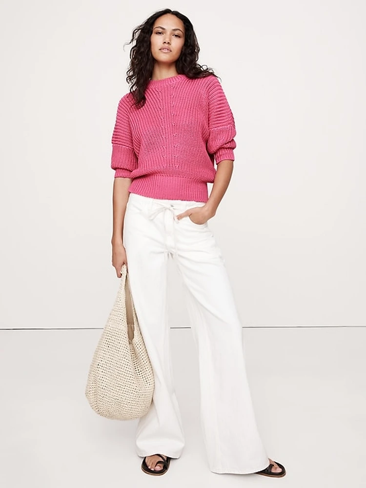 Cotton Cropped Dolman Sweater