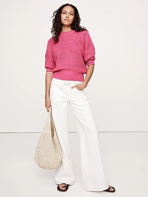 Cotton Cropped Dolman Sweater