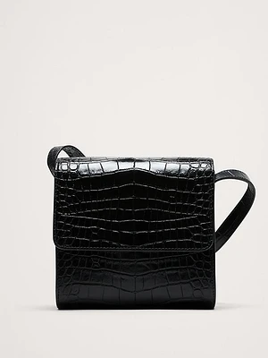 Crocodile Embossed Leather Crossbody Bag