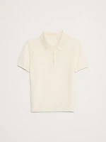 Lightweight Cashmere Short-Sleeve Sweater Polo