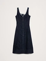 Denim Scoop-Neck Midi Dress