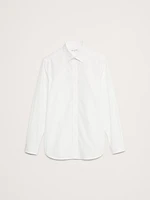 Slim-Fit Poplin Tuxedo Shirt with Spread Collar