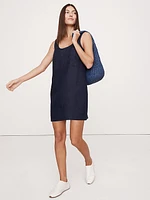 Linen Scoop-Neck Shift Dress