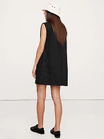 Poplin Cinch-Waist Mini Dress