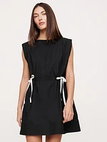 Poplin Cinch-Waist Mini Dress