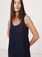 Linen Scoop-Neck Shift Dress