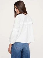 Embroidered Cotton Poplin Popover Top