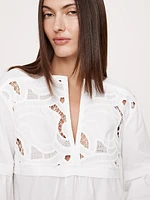 Embroidered Cotton Poplin Popover Top