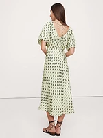 Viscose-Linen Ruched Midi Dress