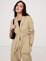 Relaxed Drapey Belted Blazer