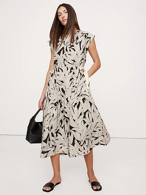 Cotton Poplin Tie-Waist Midi Dress