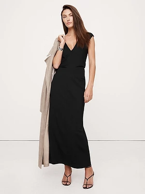 Lightweight Ponte Bias-Cut Maxi Dress