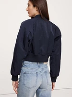 Water-Resistant Cropped Bomber Jacket