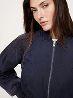 Water-Resistant Cropped Bomber Jacket