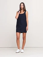 Linen Scoop-Neck Shift Dress