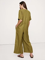 Viscose-Linen Wide-Leg Jumpsuit