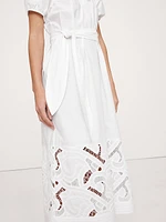 Embroidered Cotton Poplin Ruched Dress