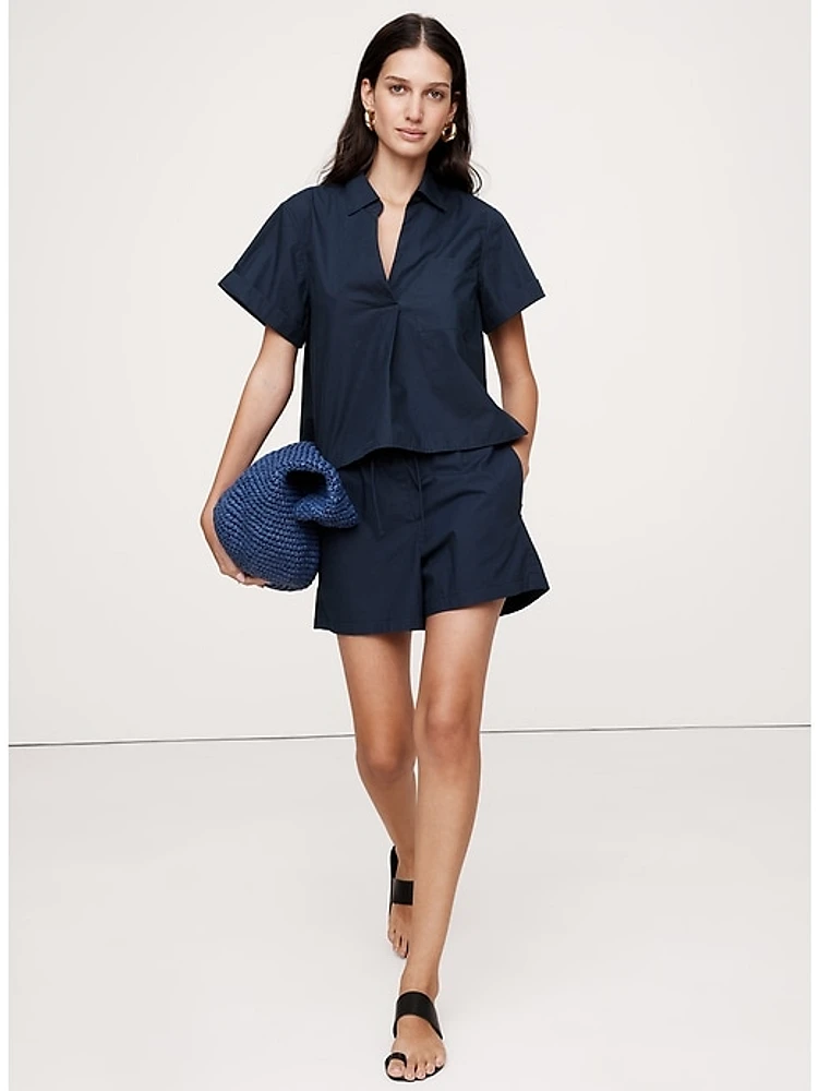 Poplin Cropped Popover Shirt