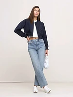 Water-Resistant Cropped Bomber Jacket