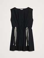 Poplin Cinch-Waist Mini Dress