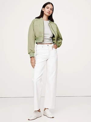 Water-Resistant Cropped Bomber Jacket